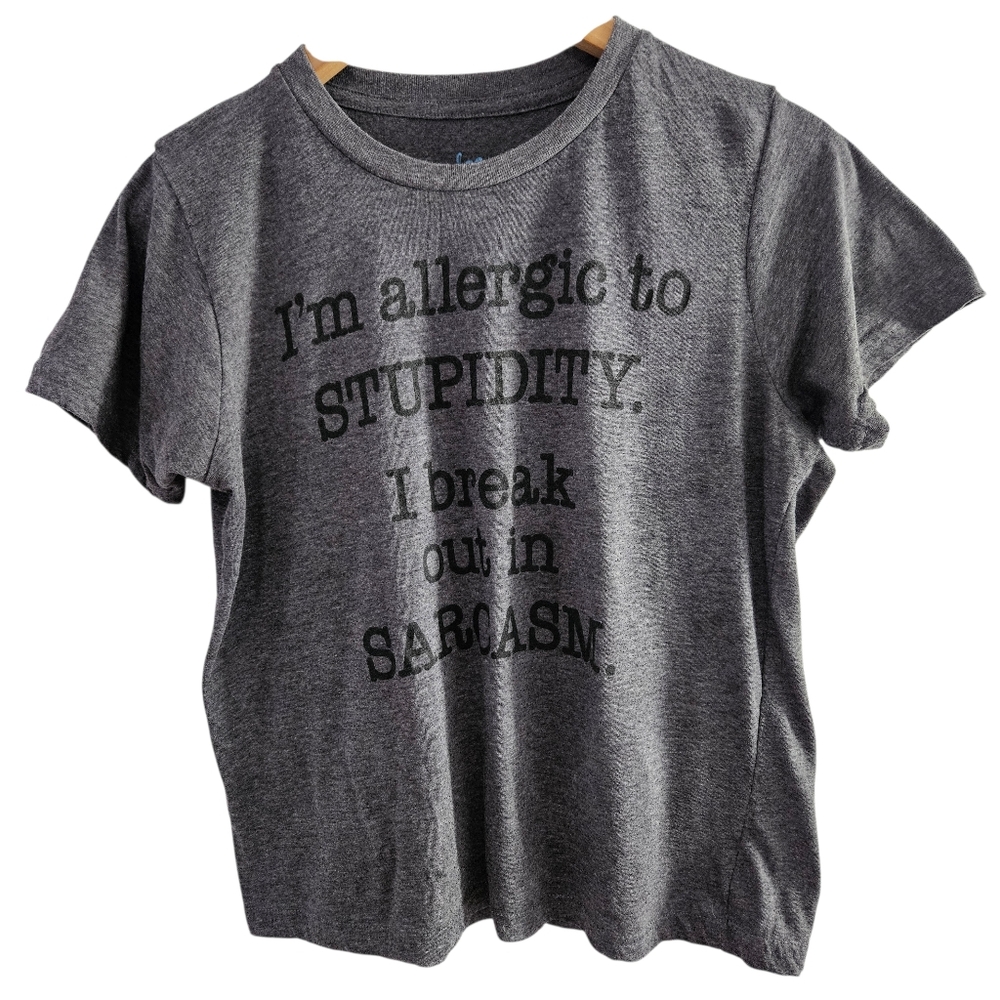 Crazydog TShit Allergic to Stupidity Break Out In Sarcasm Funny Vintage Graphic